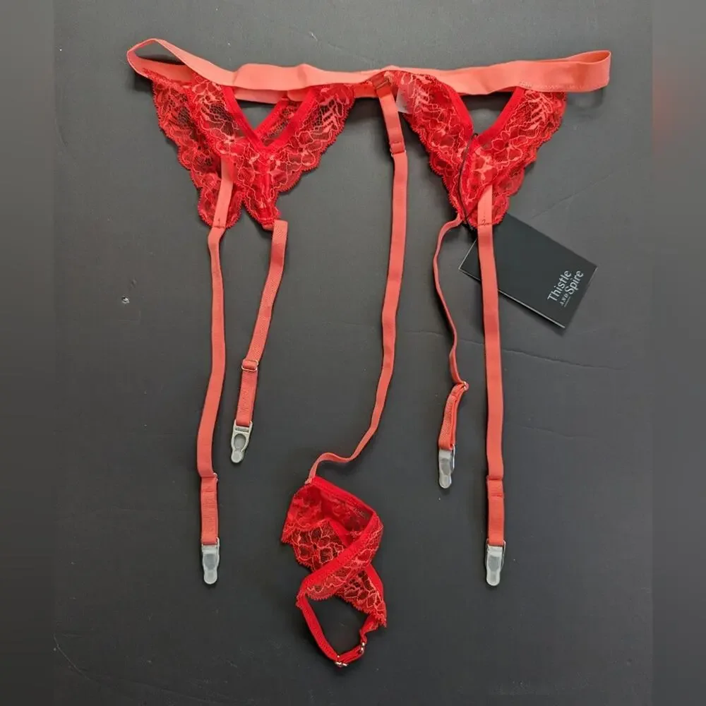 Thistle and Spire Kane Lace Strappy Garter Belt With Removable Choker NWT